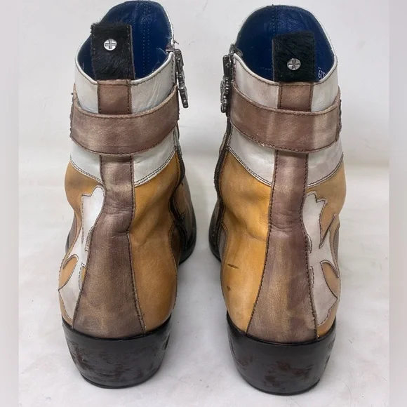 Mark Nason Distressed Tan and Cream Western Boots 67584